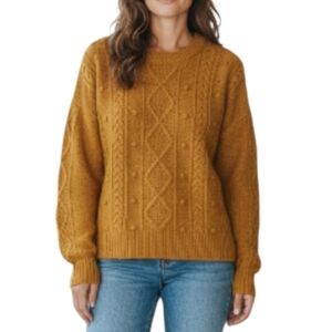 Old Navy Cozy Grandmacore Large Chunky Bobble Knit Sweater Gold Yellow New